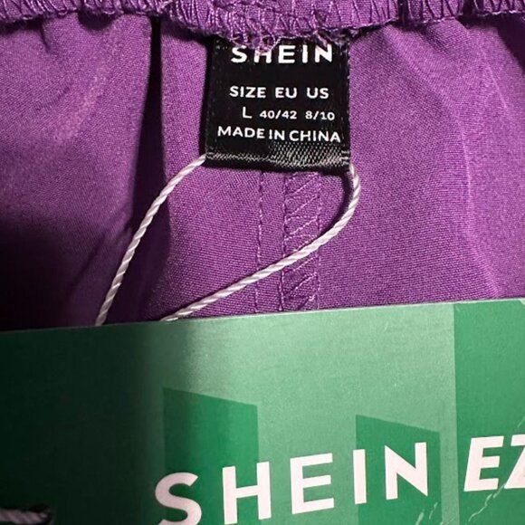 Women’s Wide-Leg High-Waist Purple Pants with Elastic Waistband - Picture 7 of 7